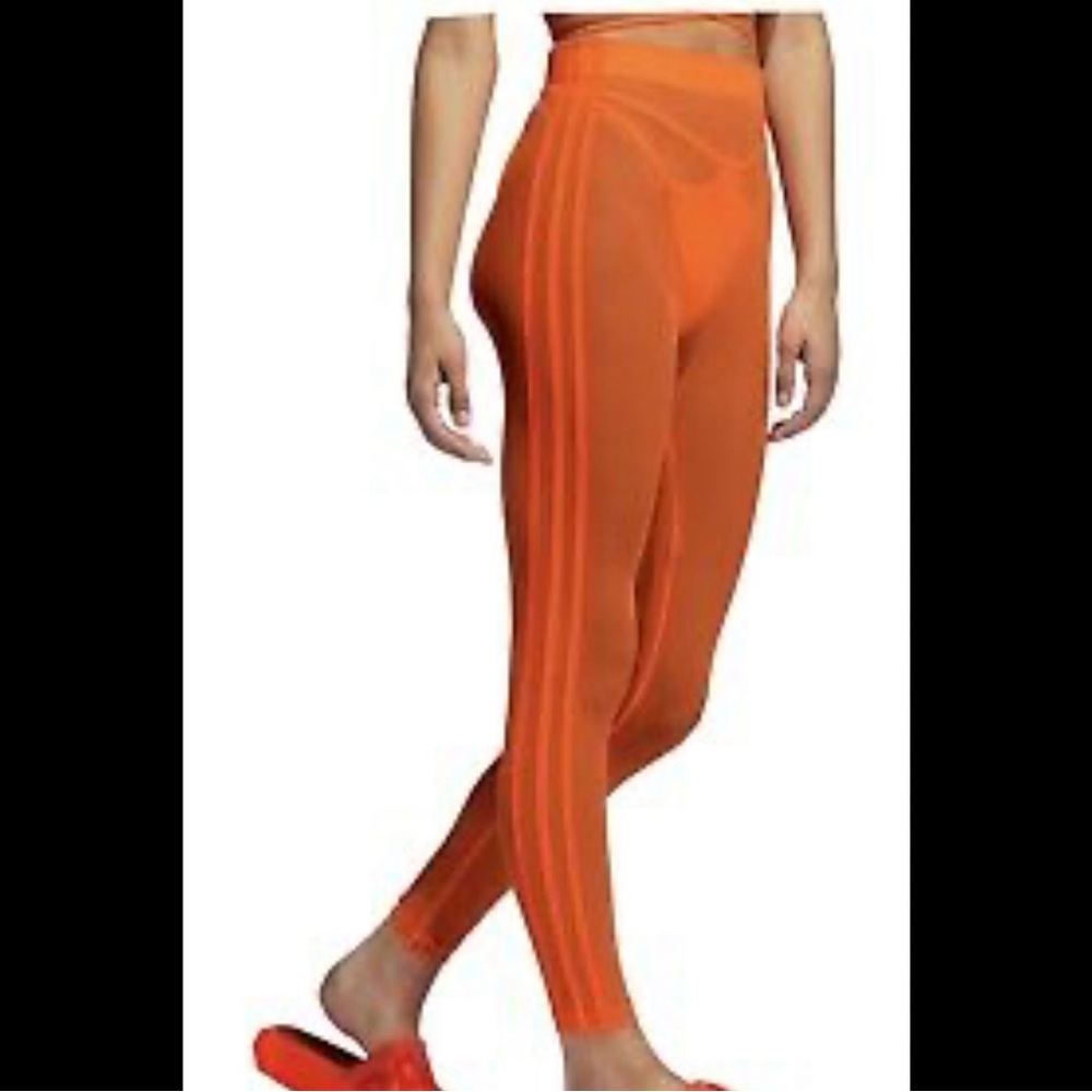 Adidas Orange Leggings High-Waisted Stretch Fit